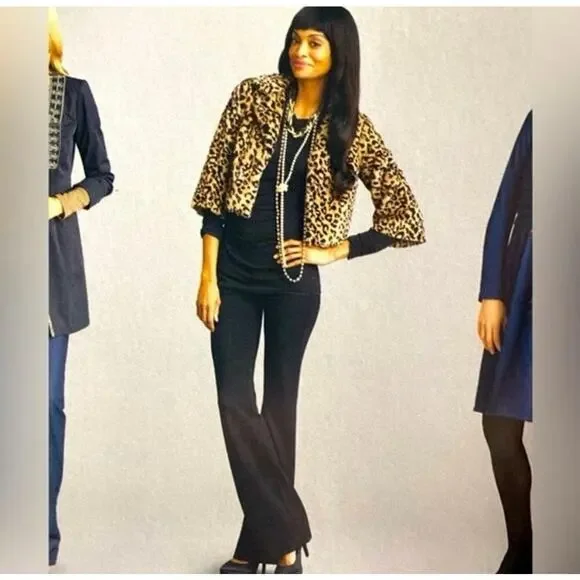 Cabi Lola Retro Cropped Faux Fur Leopard Animal Print Swing Coat Jacket 179 M - Picture 4 of 12